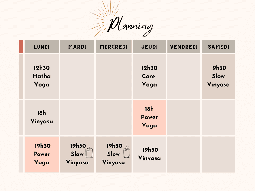 Planning yoage sunrise poitiers